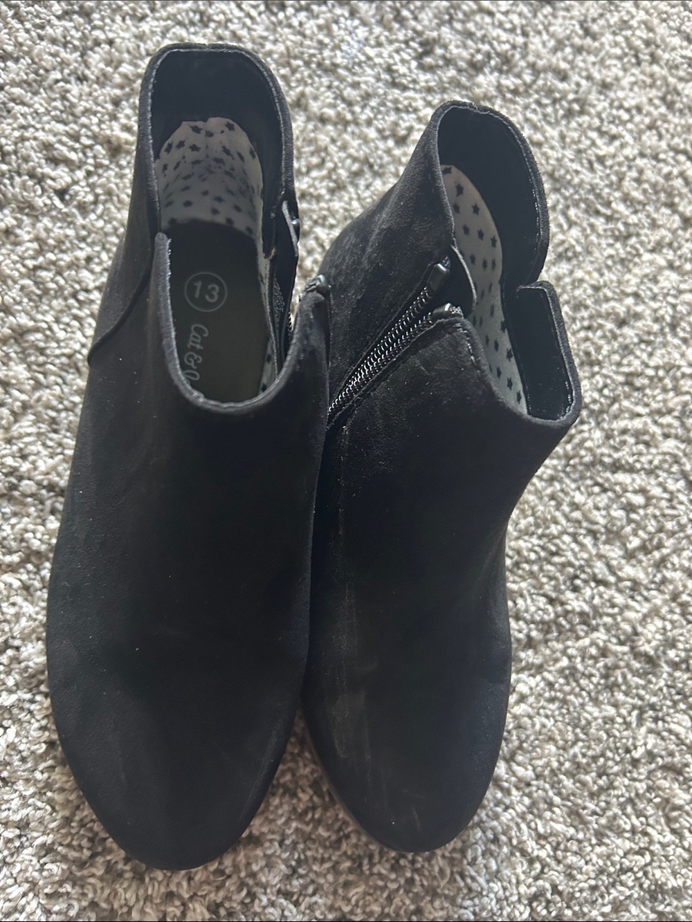Cat & Jack Black Kids Suede Ankle Boots with Side Zip